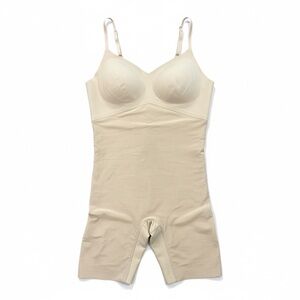 Honeylove Low Back Mid-Thigh Bodysuit Compression Shaping Sand Beige Size Large